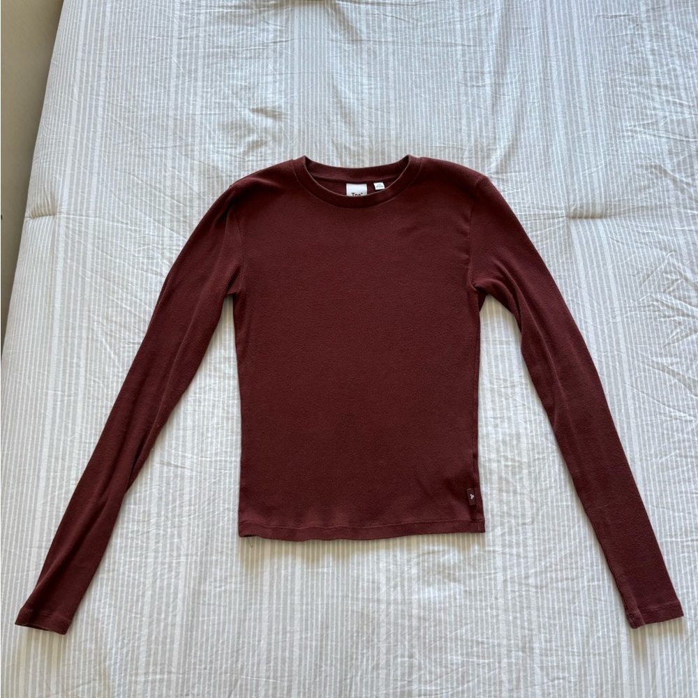 TNA Aritzia Deep Red Long Sleeve Tee